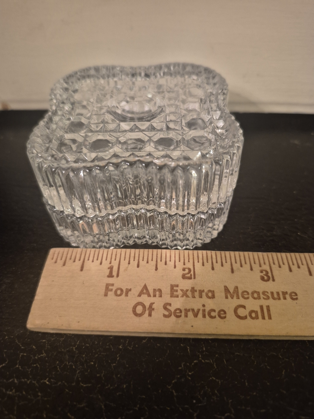 Vintage Clear Pressed Glass Trinket Box